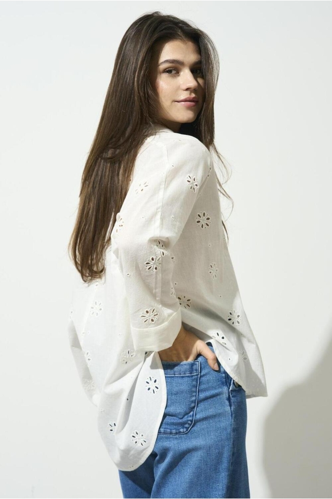 ONLNEW LINA GRACE LS BROD ANGL SHIR 15360467 Cloud Dancer